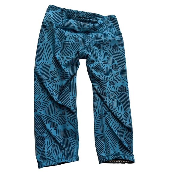 EUC Brooks running capris teal black print fitness activewear sz XS inner pcket - Picture 3 of 6